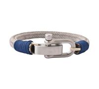 London Craftwork - Pulsera de pulsera ajustable para hombre y mujer, 19-21 cm, color gris y azul, 21cm, Nailon, No es una piedra preciosa