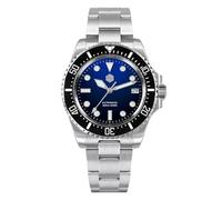 London Craftwork San Martin - Buceo automático de 39 mm, acero negro, azul, plateado, 300 m, NH35, plata, Reloj de buceo