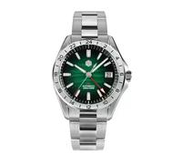 London Craftwork San Martin GMT - Reloj automático de acero de 39 mm, movimiento NH34 de 100 m, verde, Reloj GMT