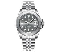 London Craftwork Steeldive SD1953 - Reloj de buceo con bisel de cerámica, 41 mm, resistente al agua, movimiento NH35, Gris (pulsera de acero), Reloj de buceo