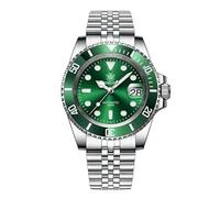 London Craftwork Steeldive SD1953 - Reloj de buceo con bisel de cerámica, 41 mm, resistente al agua, movimiento NH35, Verde (pulsera de acero), Reloj de buceo