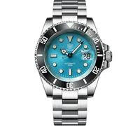 London Craftwork Steeldive SD1953 - Reloj de buceo con bisel de cerámica, 41 mm, resistente al agua, movimiento NH35, Turquesa/negro (pulsera de acero de 3 eslabones), Reloj de buceo