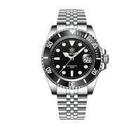 London Craftwork Steeldive SD1953 - Reloj de buceo con bisel de cerámica, 41 mm, resistente al agua, movimiento NH35, Negro (pulsera de acero), Reloj de buceo