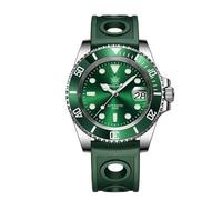London Craftwork Steeldive SD1953 Reloj de buceo con bisel de cerámica de 41 mm, resistente al agua, movimiento NH35, Verde (Rubber Strap), Reloj de buceo
