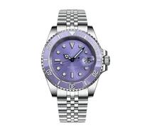 London Craftwork Steeldive SD1953 Reloj de buceo con bisel de cerámica de 41 mm, resistente al agua, movimiento NH35, Morado (Pulsera de Acero), Reloj de buceo