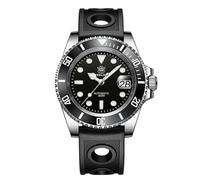 London Craftwork Steeldive SD1953 Reloj de buceo con bisel de cerámica de 41 mm, resistente al agua, movimiento NH35, Negro (Rubber Strap), Reloj de buceo