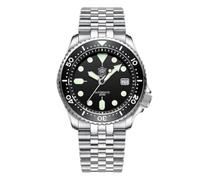 London Craftwork Steeldive SD1996 Reloj de buceo con bisel de cerámica de 41 mm, resistente al agua, movimiento NH35, Negro (Pulsera de Acero), Reloj de buceo