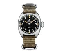 London Craftwork STEELFLIER SF745 - Reloj de cuarzo con piloto de campo de 36 mm, luminoso suizo, movimiento silencioso de 200 m, negro