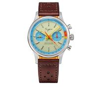 London Craftwork Sugess 1963 Reloj Analógico Cronógrafo Mecánico para Hombre, Gaviota ST19, Verde Lima, Aguacate, Plata