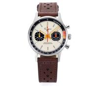 London Craftwork Sugess 1963 Reloj cronógrafo mecánico para hombre, gaviota ST19, color naranja, plata, Correa