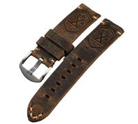 London Craftwork Superior Grueso Piel Italiana Hecho a Mano Correa de Reloj 24mm Flottiglia Mas Marrón Oscuro Plata