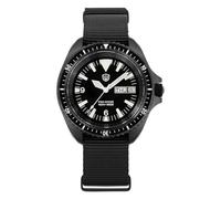 London Craftwork Watchdives WD1980 V2 Diver Day Date Reloj Ronda 517 Sweep Seconds Movimiento de Cuarzo Edición Negra