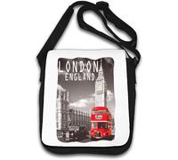 London England Big Ben and Red Bus - Bolso de hombro, color blanco, White, Talla única