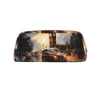 London - Estuche para lápices con estampado de taxi de color, estuche para lápices con cremallera, organizador portátil de papelería, bolsa para lápices - Oficina y viajes, Dorado, One Size, Art Deco