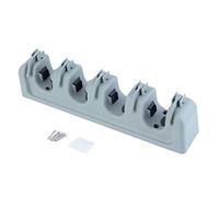 London Express Soporte para escoba montado en la pared con 3/4/5 ranuras y ganchos, organizador de almacenamiento de ABS resistente para cocina, baño, garaje, jardín, herramientas, colgador de agarre