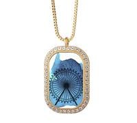 London Eye - Collar con colgante de rueda de la fortuna de Inglaterra y Gran Bretaña, joyería dorada con diamantes