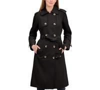 London Fog - Abrigo para mujer con cinturón de pechos de doble pecho, 3/4 - Negro - Small