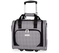 London Fog Newbury LFL004 - Maleta de viaje EVA con lados suaves y ruedas resistentes sometidas a prueba de tensión, mango telescópico, diseño de cuadros plateados