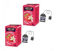 London Fruit® | Infusión de Fresa y Vainilla | Bolsitas individuales de infusión de vainilla, fresa y hibisco - 2 x 20 filtros (80 gr) | Té de hierbas sin cafeína