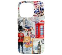 London Icons Collage with Guard, Phone Booth & Big Ben Carcasa para iPhone 14 Pro