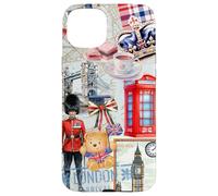 London Icons Collage with Guard, Phone Booth & Big Ben Carcasa para iPhone 15 Plus