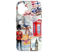 London Icons Collage with Guard, Phone Booth & Big Ben Carcasa para iPhone 16