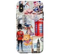 London Icons Collage with Guard, Phone Booth & Big Ben Carcasa para iPhone X/XS