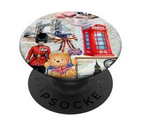 London Icons Collage with Guard, Phone Booth & Big Ben PopSockets PopGrip Adhesivo