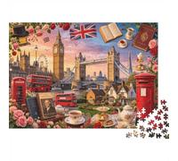 London Landmark 1000 Piezas Jigsaw Puzzle Reciclado Paper British Style Puzzles para Elderly Divertido Y Desafiante Juego Familiar Perfect 52x38cm/1000 Piezas