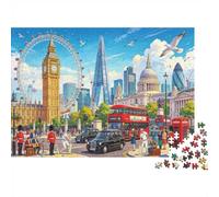 London Landmarks Puzzle para Boy & Girl 1000 Piezas Reciclable Cartoon City Arte Jigsaw Puzzle Divertido Y Desafiante Juego Familiar Great Gift Idea para Niño Birthday 38x26cm/1000 Piezas