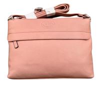 London Leathergoods Bolso cruzado de piel auténtica de guijarro, bolso de hombro con cremallera doble con múltiples compartimentos y correa ajustable, color carne