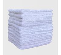 London Linens Co. - Toallas faciales de franela blanca de lujo, paños de lavado ≥500 g/m², altamente absorbentes y suaves, ideales para gimnasio, spa y cocina de 30 x 30 cm (paquete de 12, 60% bambú)