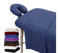 LONDON LINENS juego de sábanas de 3 piezas de franela extra pesada para masaje, Azul, 1