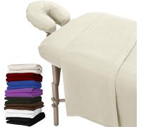 LONDON LINENS Juego de sábanas extragruesas de 3 piezas para mesa de masaje, franela de algodón 100 % natural, incluye funda para mesa de masaje, sábana bajera de masaje y funda para reposapiés