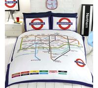 London Mapa Metro Set Funda Edredón Matrimonio con Fundas de Almohada