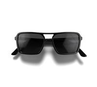 LONDON MOLE Gafas de sol espía, lentes de sol rectangulares, marca de moda, protección UV400, lentes de sol retro, bisagras de resorte, negro brillante, Small
