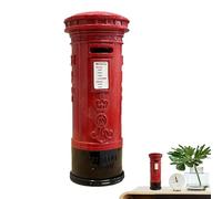 London Money Metal Alloy Bank - Retro Coin Saving Box, Vintage Cash Storage Tin | Red Street Mailbox Piggy Holder, Decorative British Souvenir Display Accent Home Bedroom Desk Present Adults Children