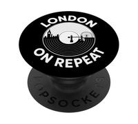 London On Repeat Vinyl Music Skyline Art PopSockets PopGrip Adhesivo