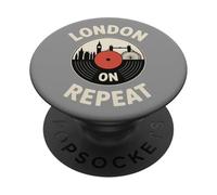 London On Repeat Vinyl Music Skyline Art PopSockets PopGrip Adhesivo