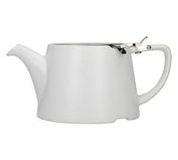London Pottery Company 43220 - Tetera ovalada con infusor para té suelto, gres., gres, satén blanco, 3 Cup Loose Leaf Teapot