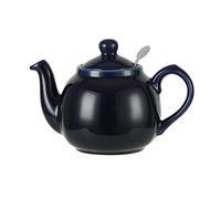 London Pottery Farmhouse - Tetera de cerámica de 4 tazas con infusor extraíble y tapa, tetera grande con colador de malla fina de acero inoxidable, tetera de 1200 ml para té suelto o bolsas (azul