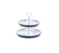London Pottery Juego de té de porcelana para la tarde, tazas y platillo, con tetera, azucarera, tarro de leche, soporte de postre para bodas, fiestas (soporte de postre de rosa azul, diámetro (22,5 cm