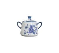 London Pottery Juego de té de porcelana para la tarde, tazas y platillo, con tetera, azucarero, tarro de leche, soporte de postre para bodas, fiestas (azucarera de rosa azul-350 ml)