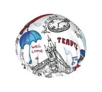 London Print - Gorro de ducha para mujer, grande, lavable, con banda elástica