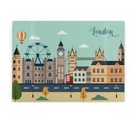 London - Protector de encimera rectangular grande de cristal, diseño de bloques, regalos de vacaciones de la ciudad británica, tabla de cortar y cortar suave con patas antideslizantes, 39 cm x 28,5 cm