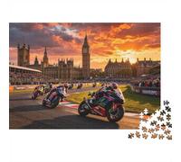London Racing 1000 Piezas Jigsaw Puzzle Recycled Paper Motorcycle Racing Puzzles para Adultos Impossible Hard Difficult Challenging Alivia la Demencia Senil Fun 70x50cm/1000pcs