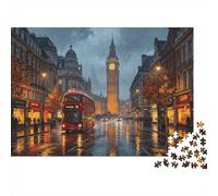 London Rainy Night Jigsaw Puzzles 1000 Piece Reciclable Material Grande Ben Puzzle for Adultos Great Gift Idea Divertido Family Gaming Time Activity 52x38cm/1000pcs