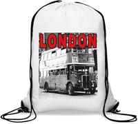 London Red Bus Symbol of City Art - Saco de gimnasio informal con cordón, color blanco, White, Talla única