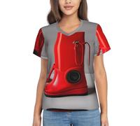 London Red Telephone Boot Print - Camisetas clásicas con cuello en V para mujer, perfectas tanto para entornos casuales como formales, Negro, M