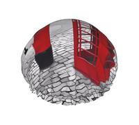 London Red Telephone Booth (1) Gorro de ducha impreso, gorro de pelo reutilizable con protección de doble capa, transpirable y duradero para viajes